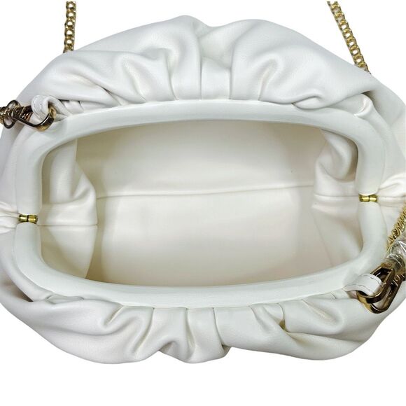 Understated Leather Crescent Clutch Crossbody Bag - 8.25” x 2.75” x 5” - Picture 2 of 3